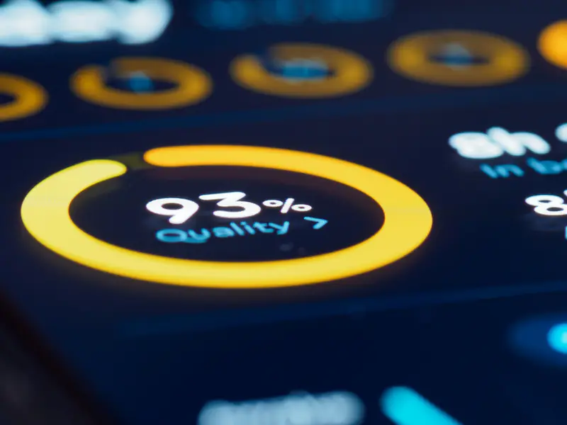 Painel com anel de score marcando 93%